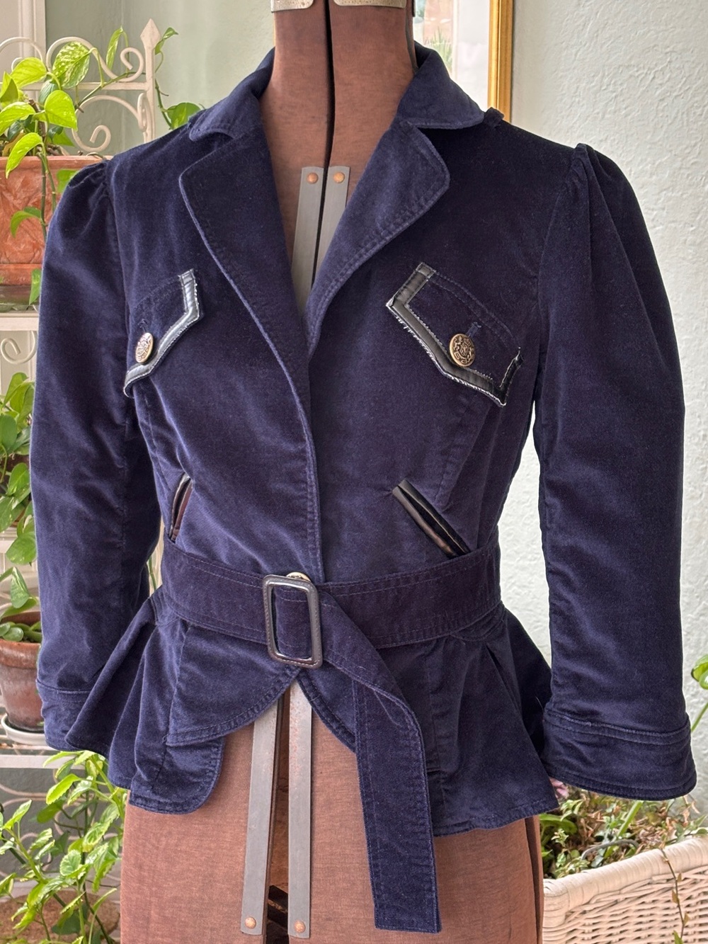 Midnight Blue Velour Peplum Blazer LONDONJEAN for Victoria’s Secret Y2K vintage